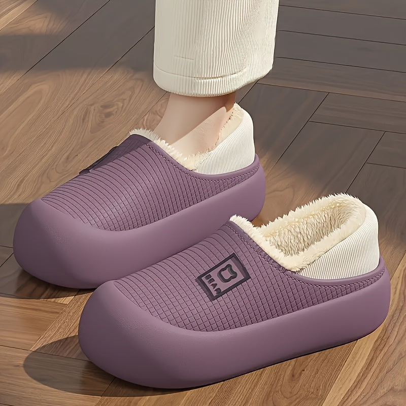 Women’s Fleece Winter Slippers – Non-Slip Cartoon Bear House Shoes