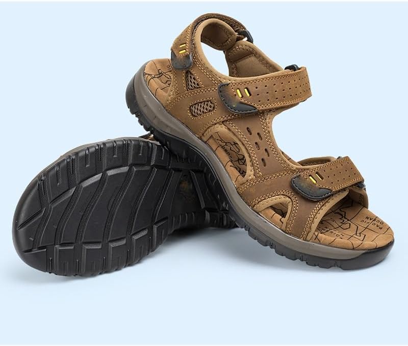 Men's Genuine Leather Sandals – Casual Summer Comfort Beach Slides