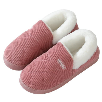 Plush slippers with padded fur for men and women