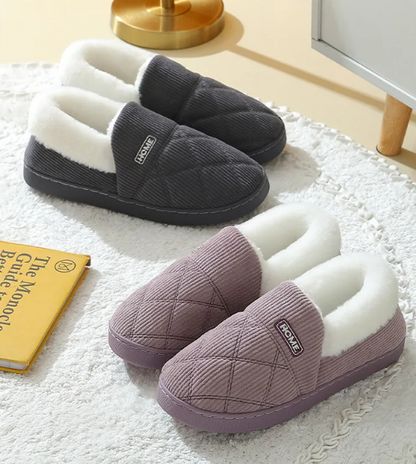 Plush slippers with padded fur for men and women