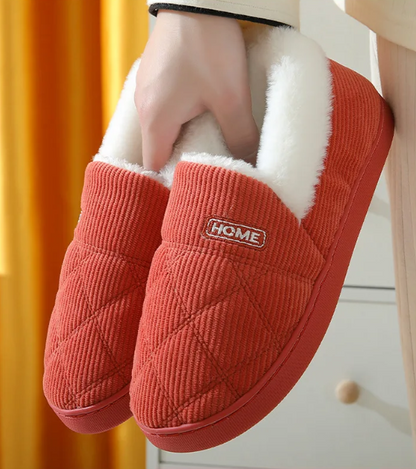 Plush slippers with padded fur for men and women