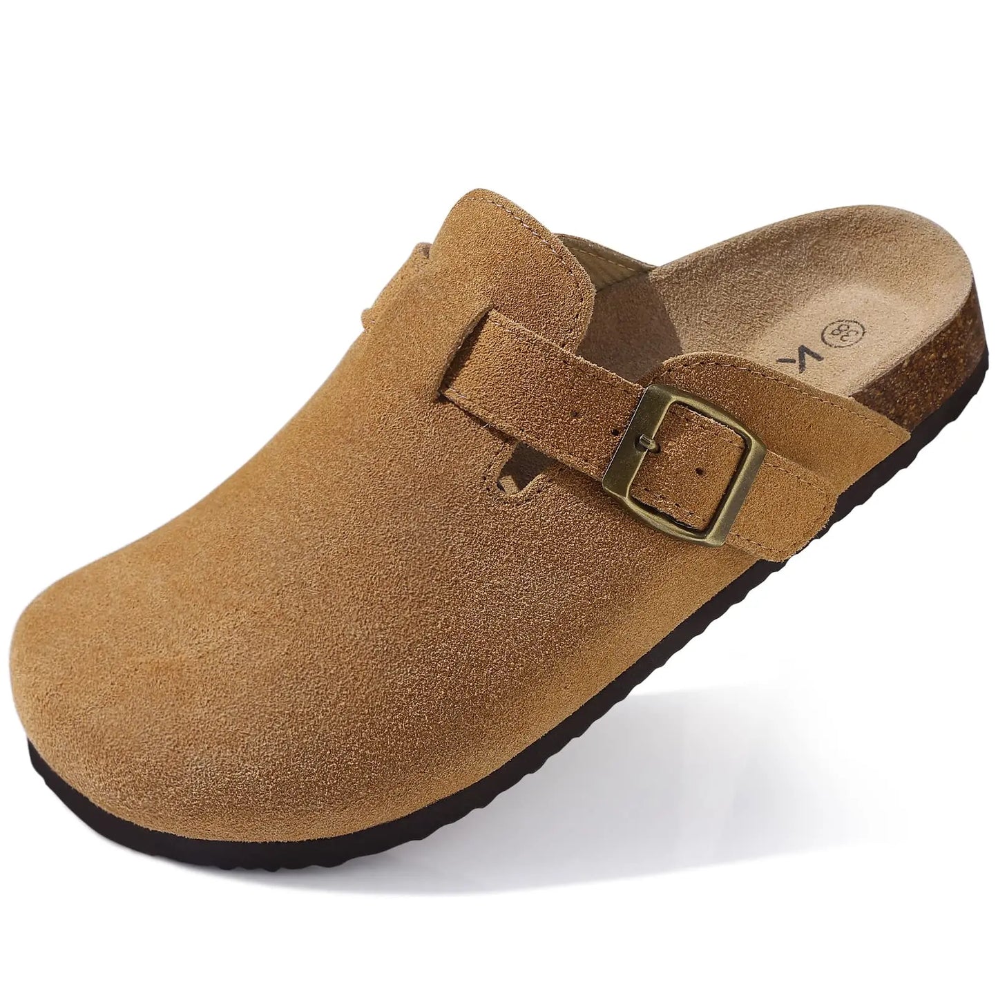 Suede Cork Mule Slippers – Arch Support, Non-Slip Outdoor Sandals