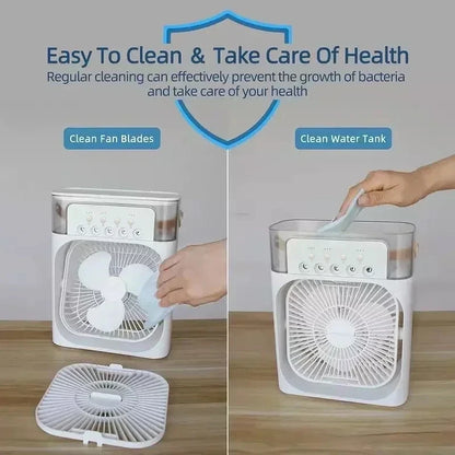 Ventilateur 3-en-1 | Climatiseur + Humidificateur + Lumière LED | USB | Bureau Maison