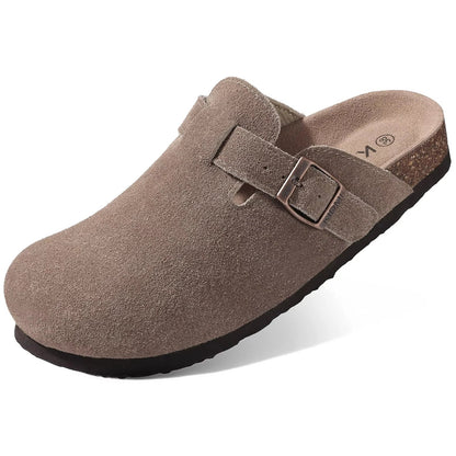 Suede Cork Mule Slippers – Arch Support, Non-Slip Outdoor Sandals