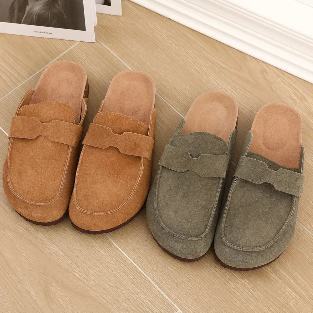 Women's Classic Faux Suede Cork Slippers with Arch Support