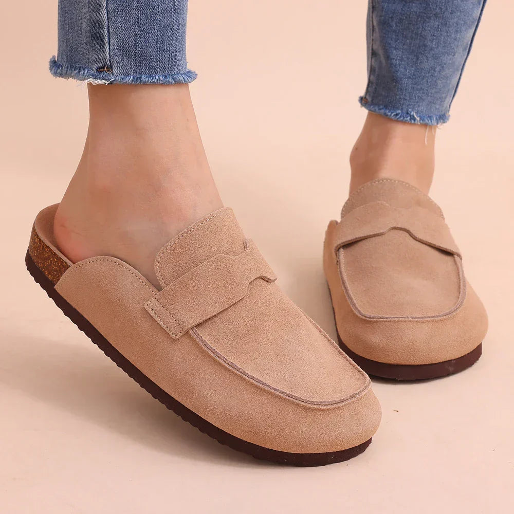 Women's Classic Faux Suede Cork Slippers with Arch Support
