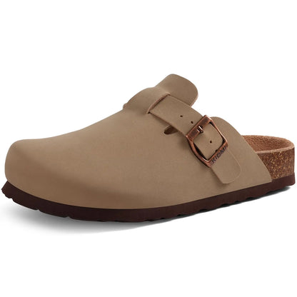 Suede Cork Mule Slippers – Arch Support, Non-Slip Outdoor Sandals