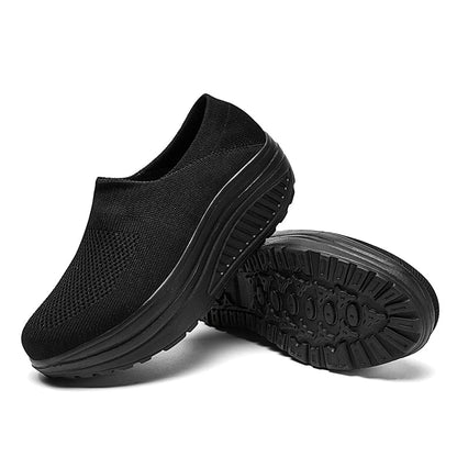 Women Platform Slip-On Sneakers – Lightweight Breathable Casual Trainers