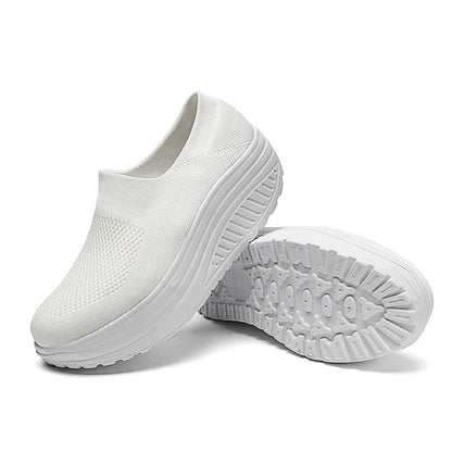 Women Platform Slip-On Sneakers – Lightweight Breathable Casual Trainers