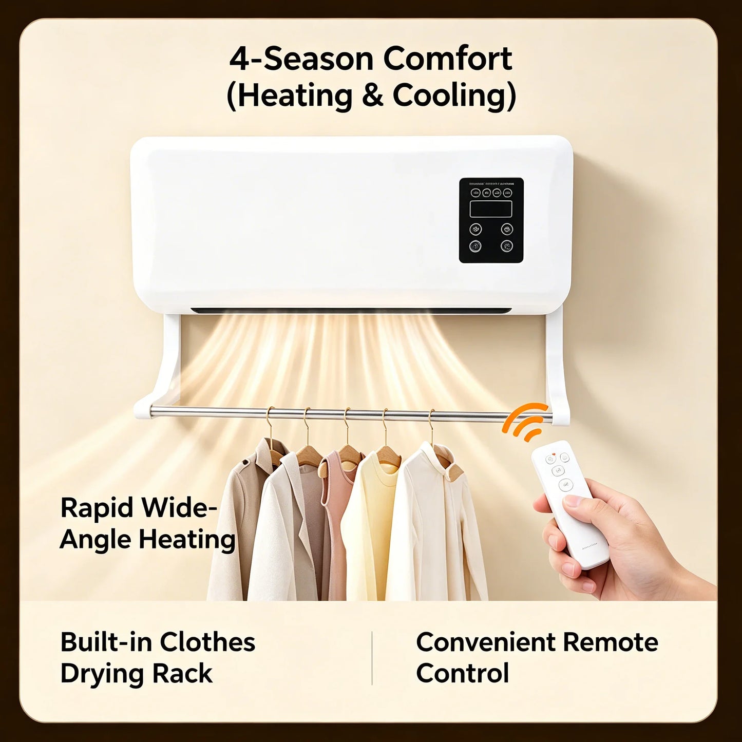 Ventilateur Mural Chaud et Froid 2-en-1 | Climatiseur Portable | Salle de Bain Chambre Salon