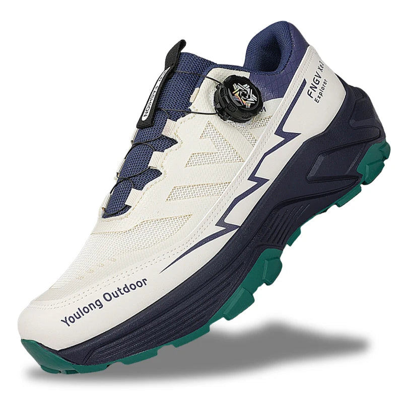 Men's Hiking Shoes with Rotating Buckle | Breathable Non-Slip Trail Shoes | Mountaineering Camping