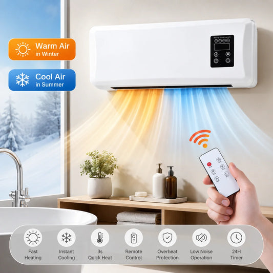 Ventilateur Mural Chaud et Froid 2-en-1 | Climatiseur Portable | Salle de Bain Chambre Salon