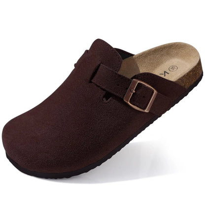 Suede Cork Mule Slippers – Arch Support, Non-Slip Outdoor Sandals