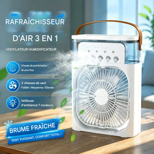 Ventilateur 3-en-1 Climatiseur Humidificateur LED