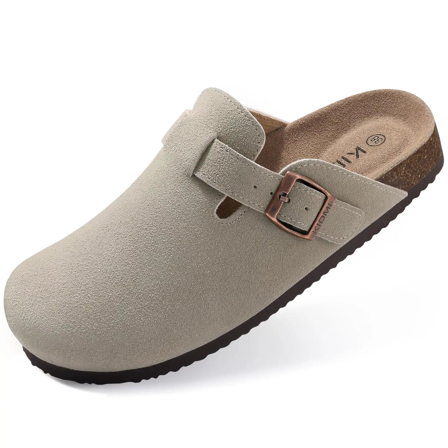 Suede Cork Mule Slippers – Arch Support, Non-Slip Outdoor Sandals