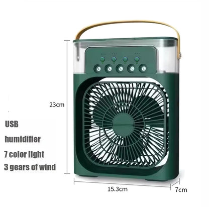 Ventilateur 3-en-1 | Climatiseur + Humidificateur + Lumière LED | USB | Bureau Maison
