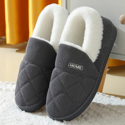 Plush slippers with padded fur for men and women