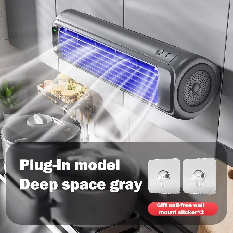 Ventilateur Mural Silencieux Rechargeable | Sans Perçage | 4 Vitesses | Maison Cuisine Salle de Bain