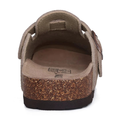 Suede Cork Mule Slippers – Arch Support, Non-Slip Outdoor Sandals