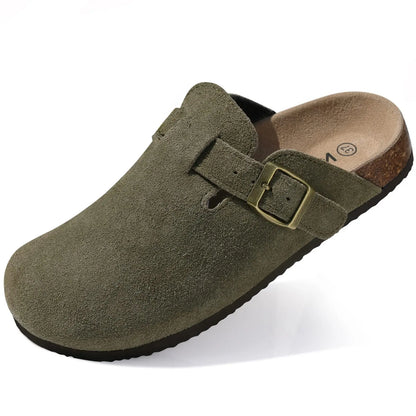 Suede Cork Mule Slippers – Arch Support, Non-Slip Outdoor Sandals