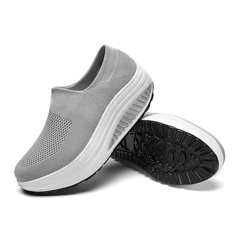 Women Platform Slip-On Sneakers – Lightweight Breathable Casual Trainers