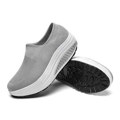 Women Platform Slip-On Sneakers – Lightweight Breathable Casual Trainers