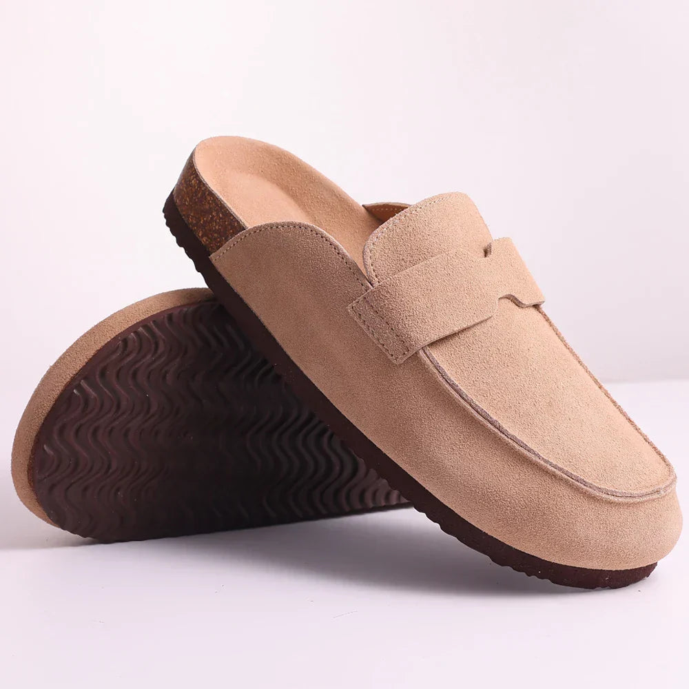Women's Classic Faux Suede Cork Slippers with Arch Support