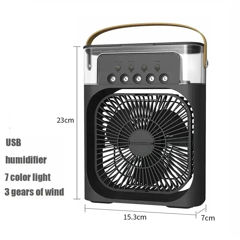 Ventilateur 3-en-1 | Climatiseur + Humidificateur + Lumière LED | USB | Bureau Maison