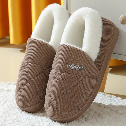 Plush slippers with padded fur for men and women