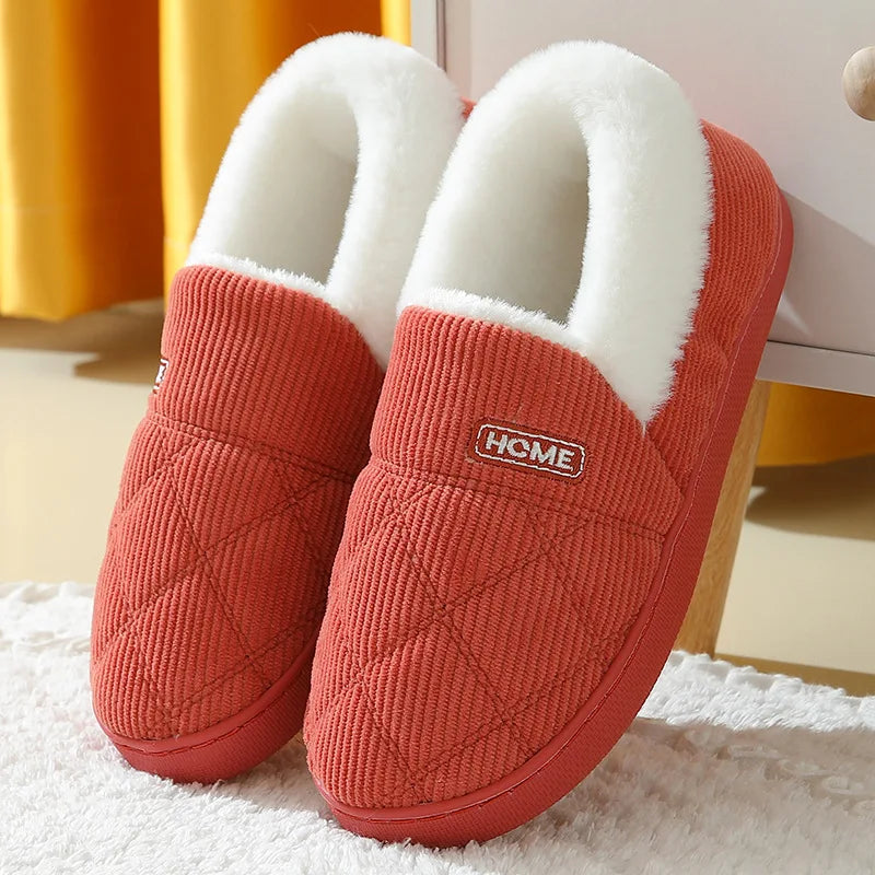 Plush slippers with padded fur for men and women