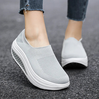 Women Platform Slip-On Sneakers – Lightweight Breathable Casual Trainers