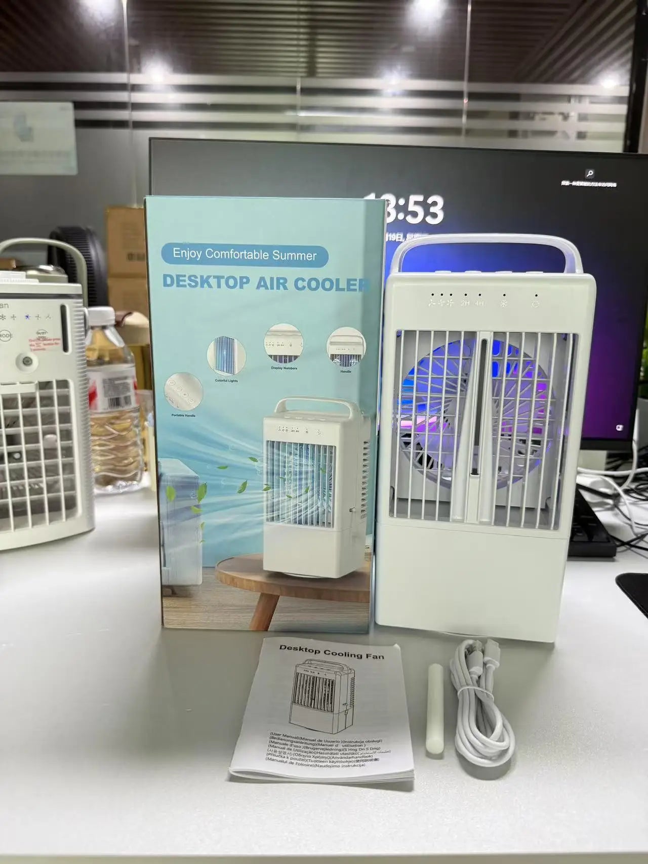 Mini Climatiseur de Bureau USB | Ventilateur Refroidisseur d'Air | Eau + Glace | Chambre Bureau
