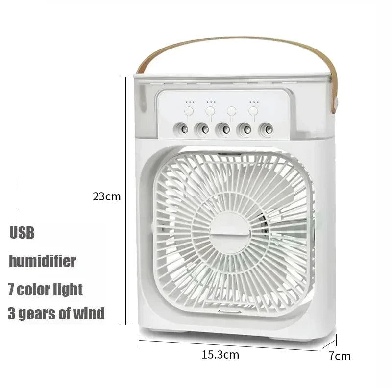 Ventilateur 3-en-1 | Climatiseur + Humidificateur + Lumière LED | USB | Bureau Maison