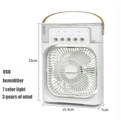 Ventilateur 3-en-1 | Climatiseur + Humidificateur + Lumière LED | USB | Bureau Maison