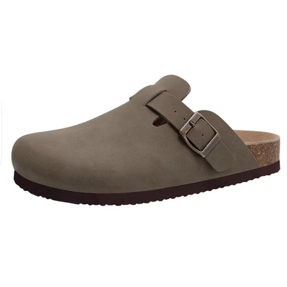 Suede Cork Mule Slippers – Arch Support, Non-Slip Outdoor Sandals