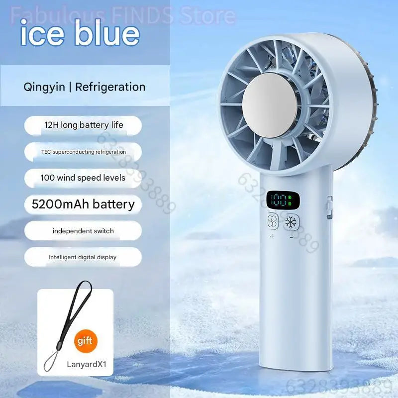 Ventilateur Portable Rechargeable 5200mAh | Affichage LED | USB | Refroidissement Rapide