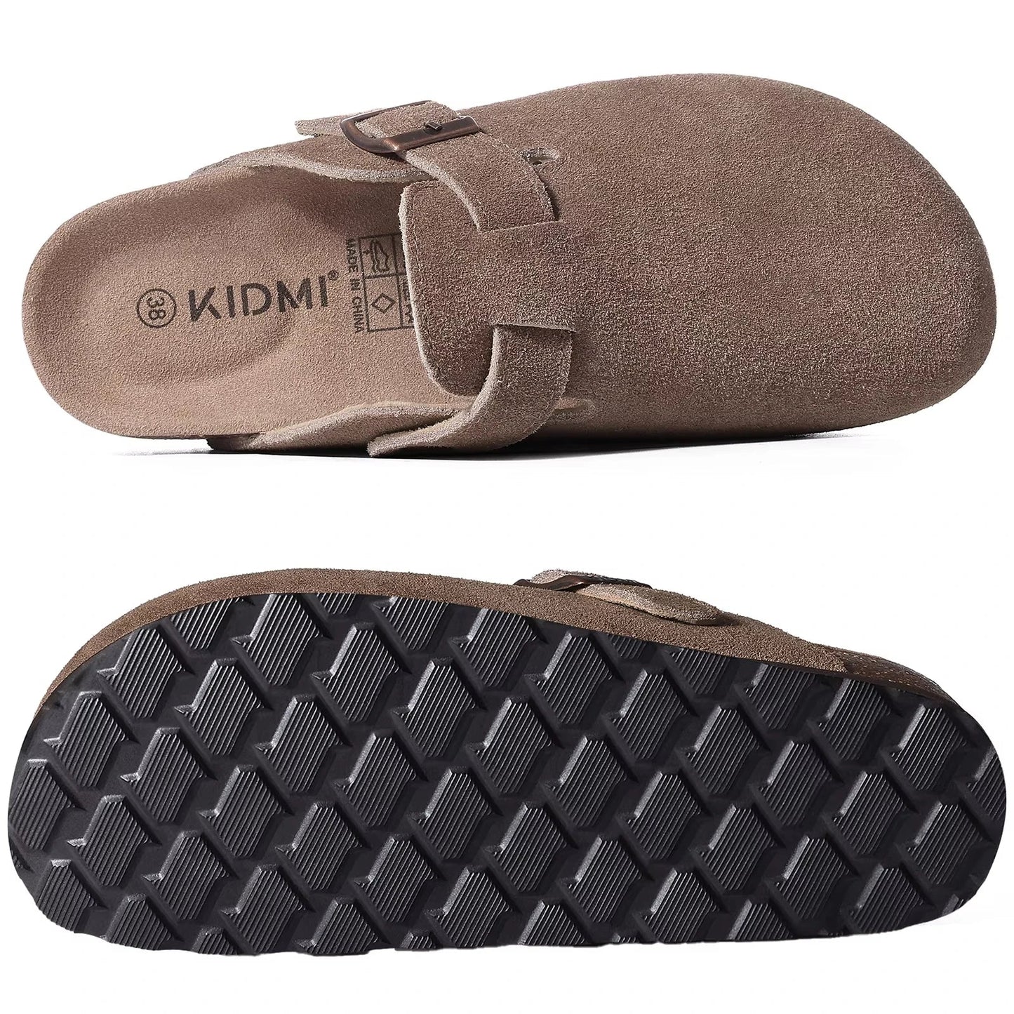 Suede Cork Mule Slippers – Arch Support, Non-Slip Outdoor Sandals