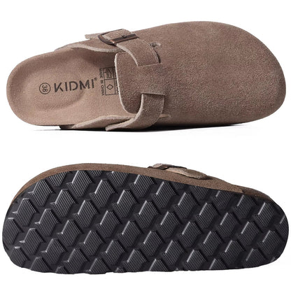 Suede Cork Mule Slippers – Arch Support, Non-Slip Outdoor Sandals