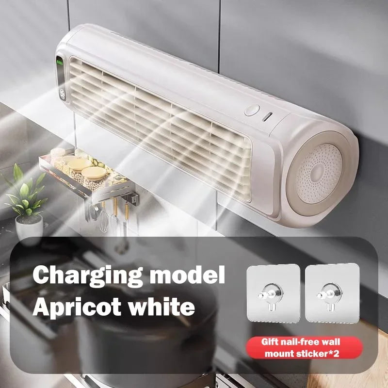 Ventilateur Mural Silencieux Rechargeable | Sans Perçage | 4 Vitesses | Maison Cuisine Salle de Bain