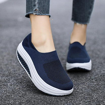 Women Platform Slip-On Sneakers – Lightweight Breathable Casual Trainers