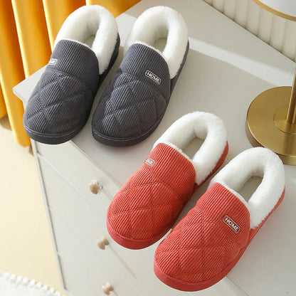 Plush slippers with padded fur for men and women